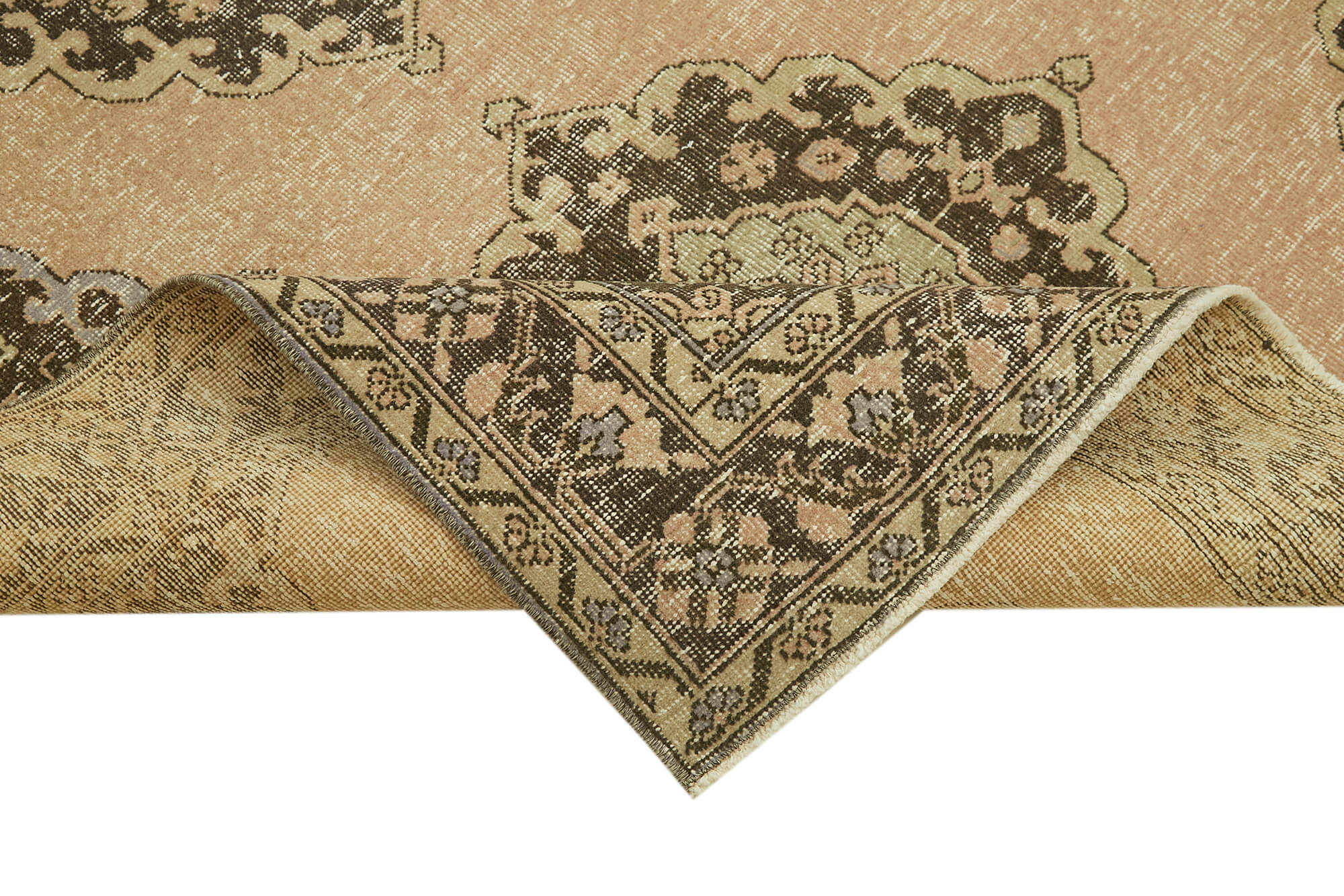 Handmade Wool Area Rug - Vintage Cotton Rug Turkish Hand Knotted Carpet 4'6''x12'5''