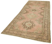 Handmade Vintage Area Rug – Beige Cotton Wool Carpet, Durable Wool Carpet 4'8''x12'3''