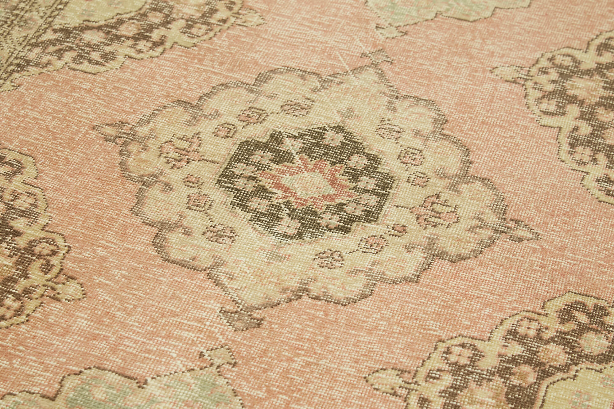 Handmade Vintage Area Rug – Beige Cotton Wool Carpet, Durable Wool Carpet 4'8''x12'3''