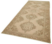 Handmade Vintage Area Rug – Beige Cotton Wool Turkish Wool Rug 4'7'' x 12'11''