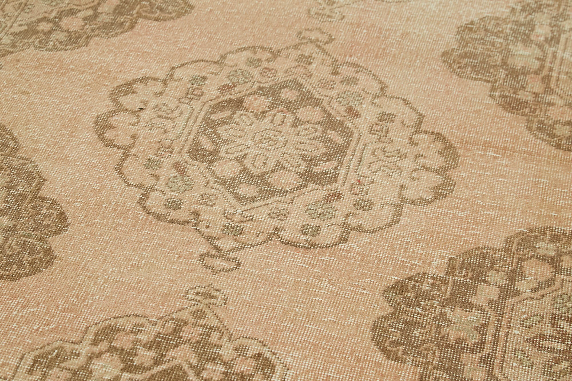 Handmade Vintage Area Rug – Beige Cotton Wool Turkish Wool Rug 4'7'' x 12'11''