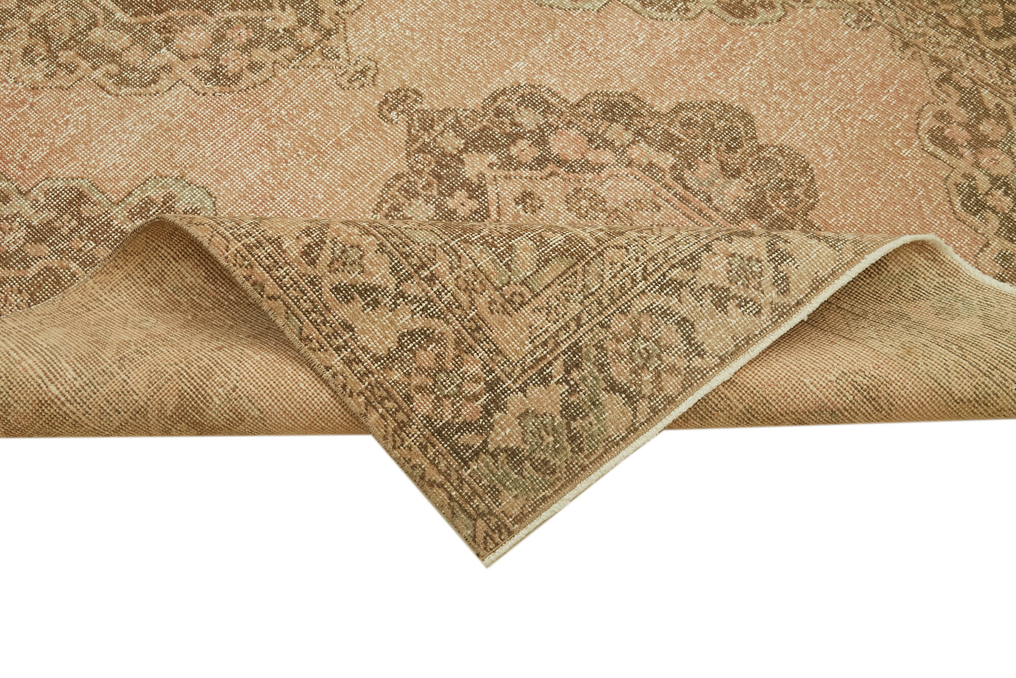 Handmade Vintage Area Rug – Beige Cotton Wool Turkish Wool Rug 4'7'' x 12'11''