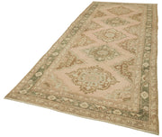 Vintage Cotton Wool Rug - Handmade Beige Turkish Wool Carpet Area Rug 4'8''x13'
