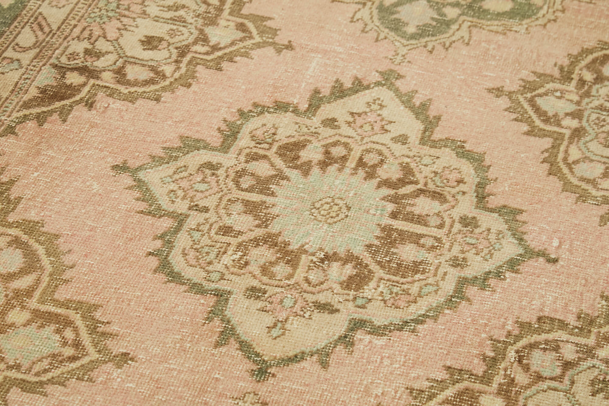 Vintage Cotton Wool Rug - Handmade Beige Turkish Wool Carpet Area Rug 4'8''x13'