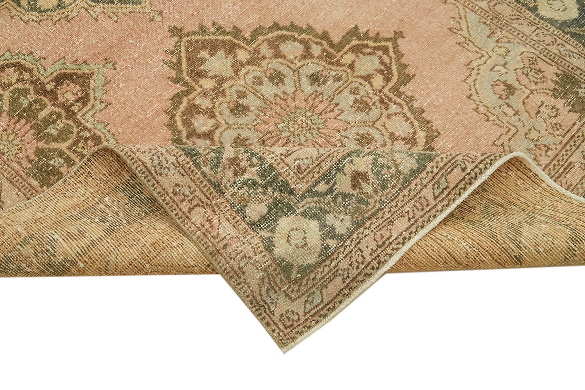 Vintage Cotton Wool Rug - Handmade Beige Turkish Wool Carpet Area Rug 4'8''x13'