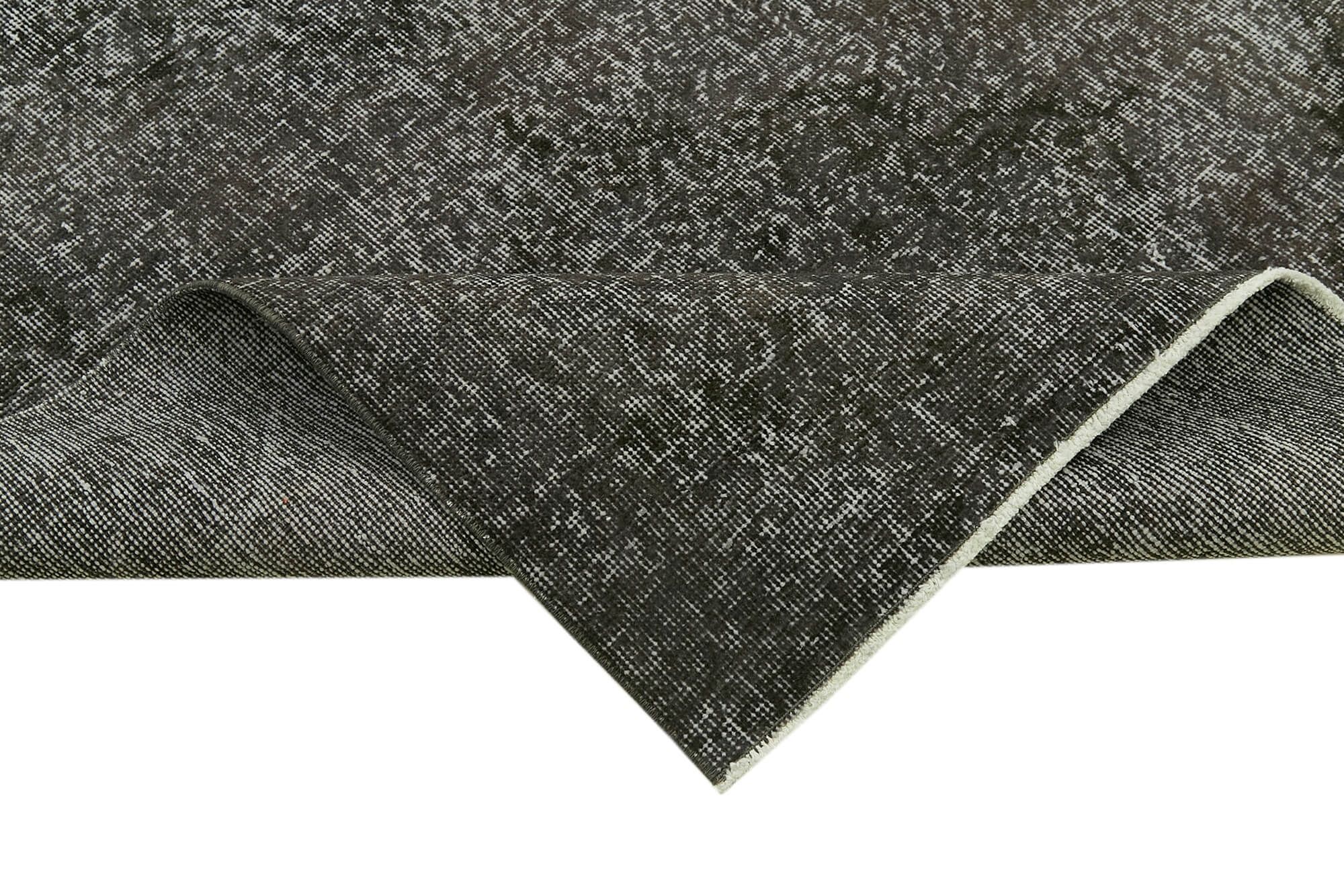 Handmade Wool Area Rug - Vintage Cotton Rug Grey 3'8''x11'9'' Durable Wool Carpet