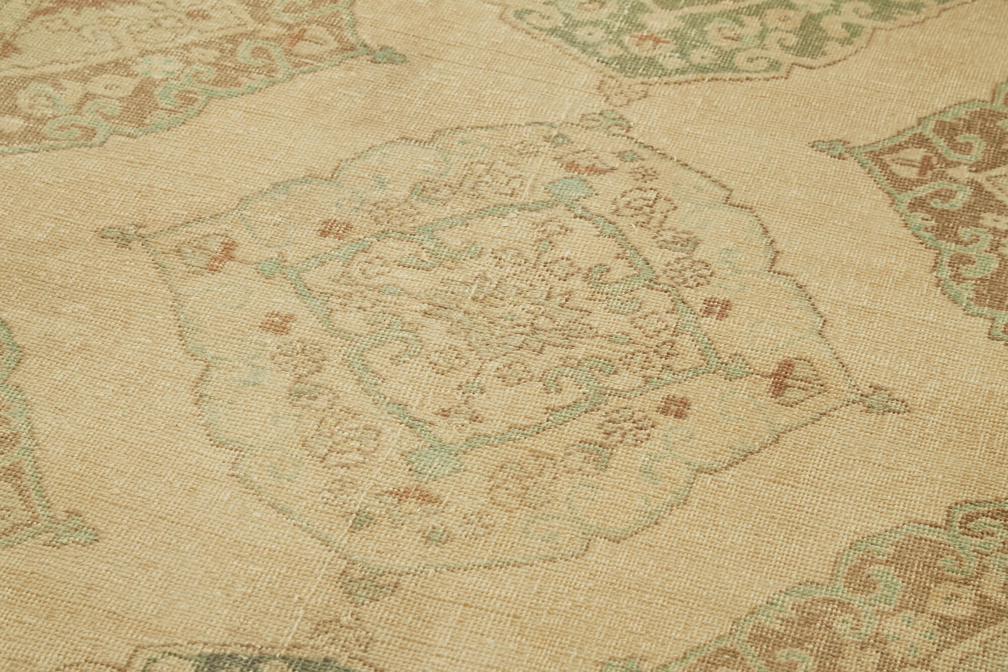 Handmade Wool Area Rug – Vintage Cotton Rug Beige 4'8'' x 11'10'' Durable Cotton Weave
