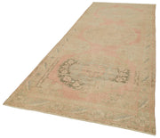 Handmade Vintage Area Rug - Beige Cotton Wool Rug 4'9'' x 13'8'' Classic Style