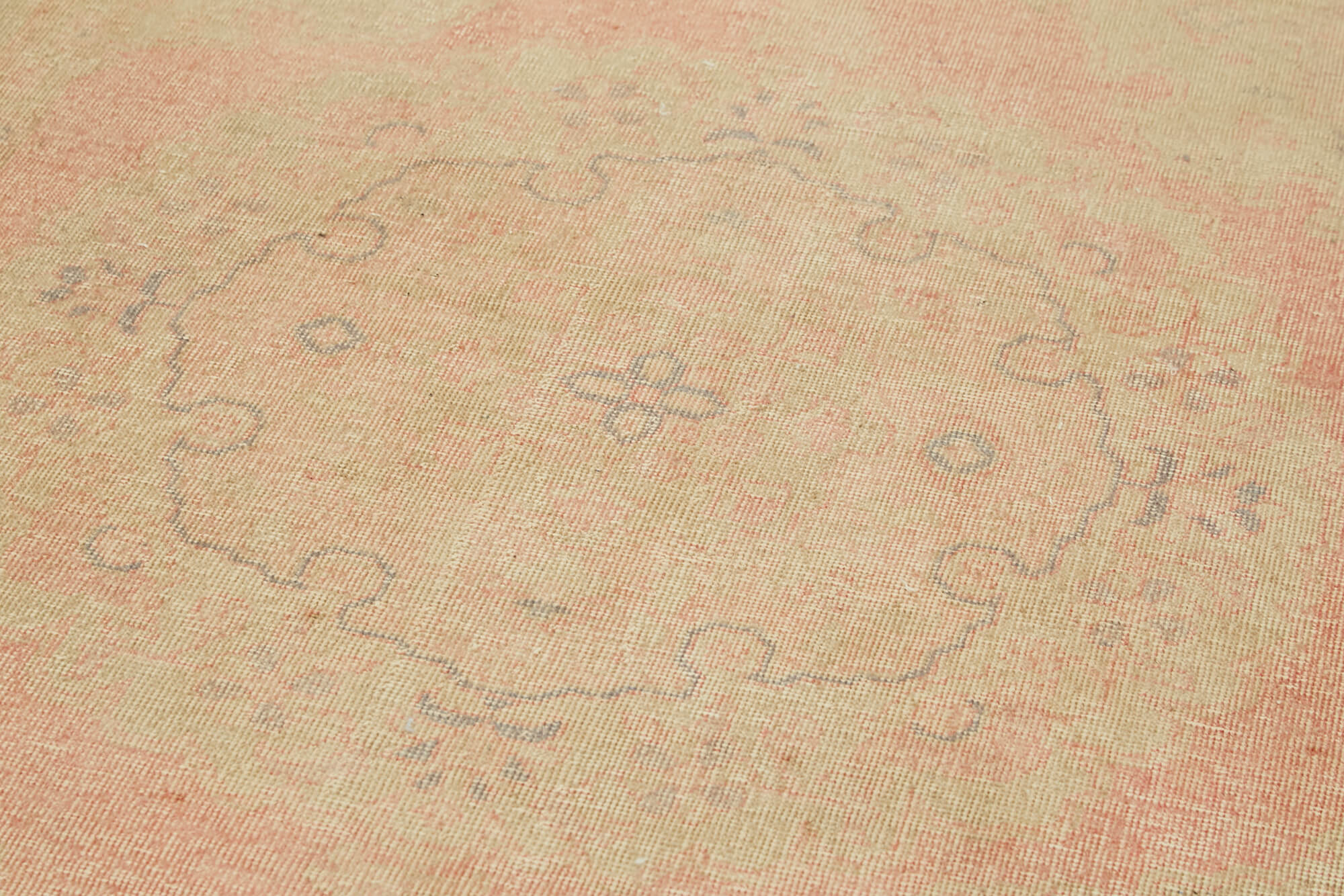 Handmade Vintage Area Rug - Beige Cotton Wool Rug 4'9'' x 13'8'' Classic Style