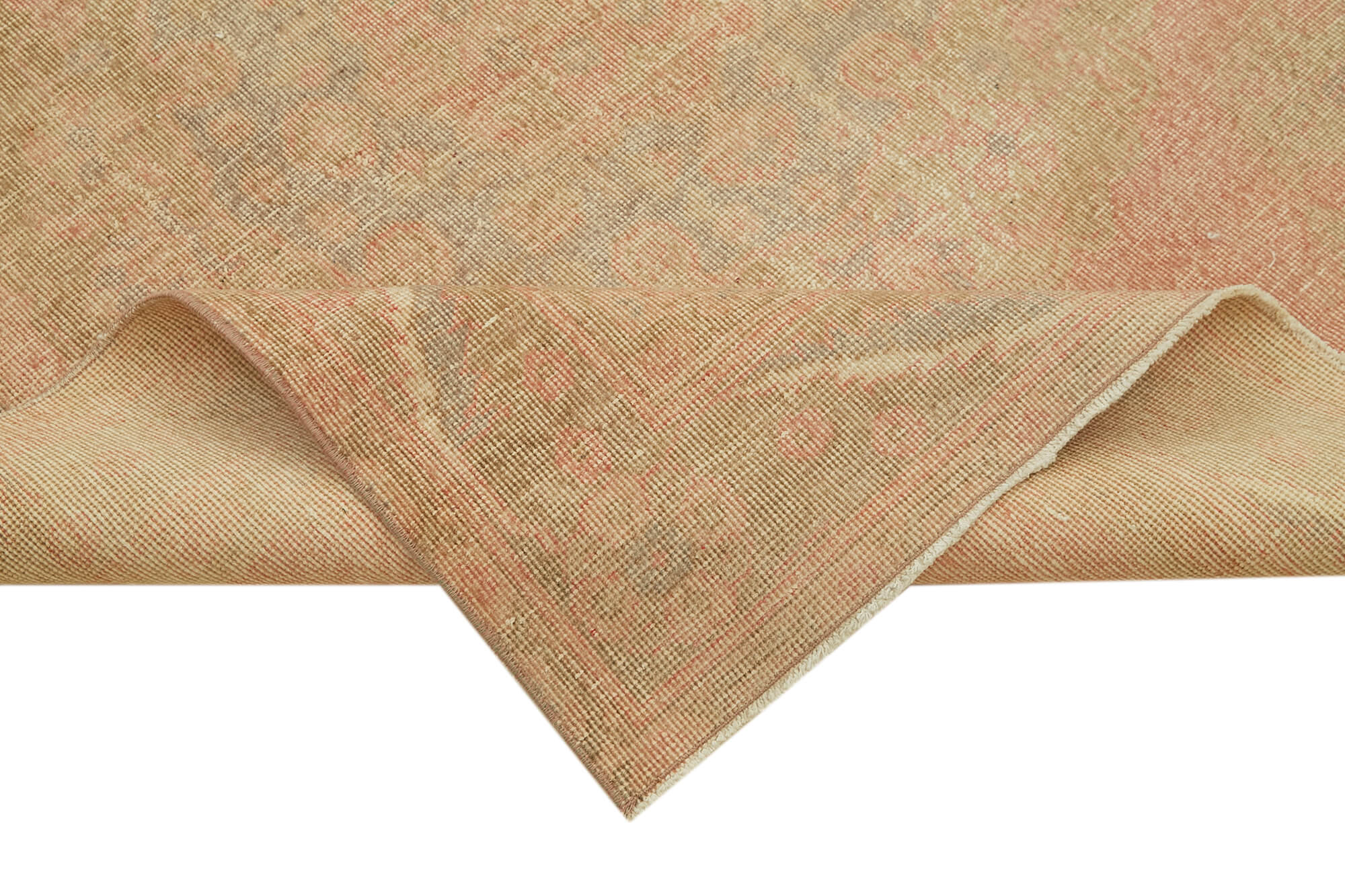 Handmade Vintage Area Rug - Beige Cotton Wool Rug 4'9'' x 13'8'' Classic Style