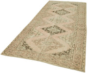 Handmade Vintage Area Rug - Beige Cotton Wool Carpet 4'8'' x 11'1'' | Turkish Hand Knotted