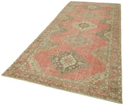 Handmade Vintage Area Rug - Beige Cotton Wool Blend Turkish Wool Rug 4'11"x13'0"