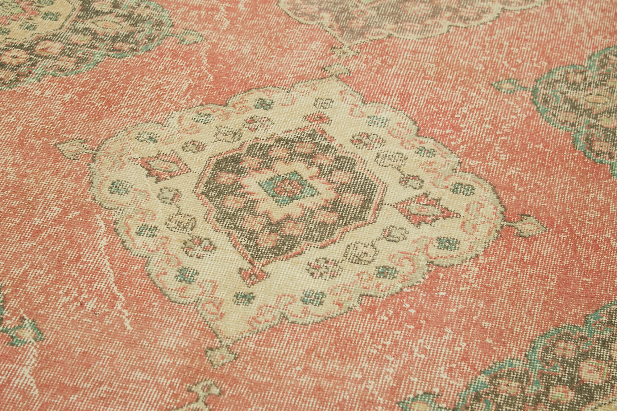 Handmade Vintage Area Rug - Beige Cotton Wool Blend Turkish Wool Rug 4'11"x13'0"