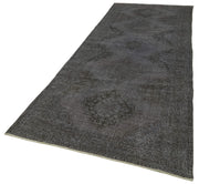 Handmade Wool Area Rug - Vintage Cotton Rug | Grey Turkish Wool Carpet 4'6'' x 13'2''