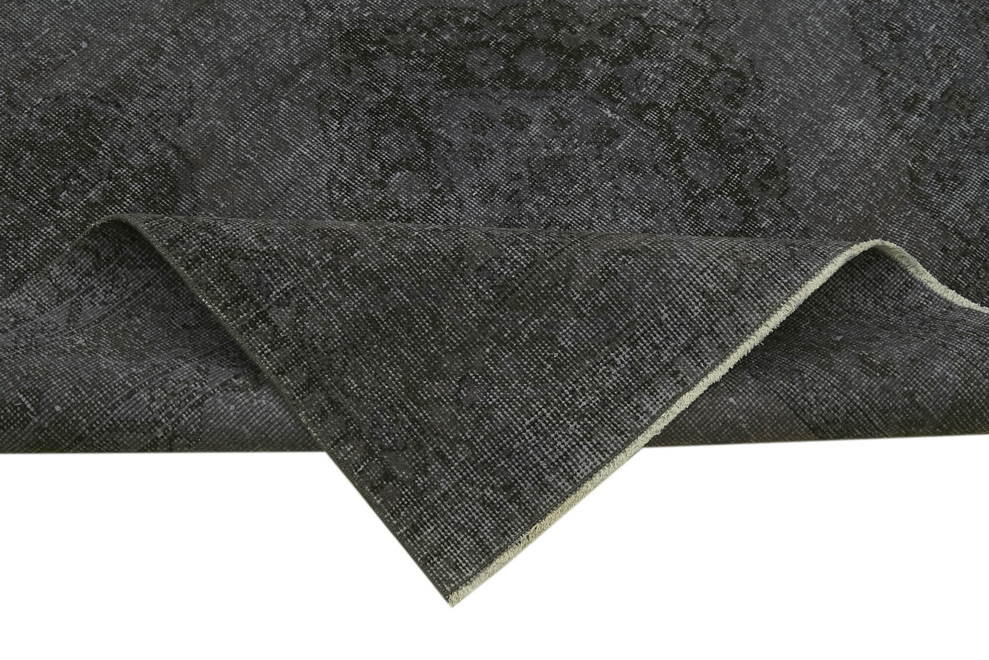 Handmade Wool Area Rug - Vintage Cotton Rug | Grey Turkish Wool Carpet 4'6'' x 13'2''