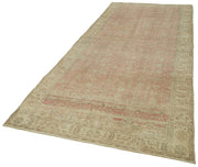 Handmade Area Rug – Beige Vintage Cotton Wool Turkish Hand Knotted Carpet 4'9''x12'1''