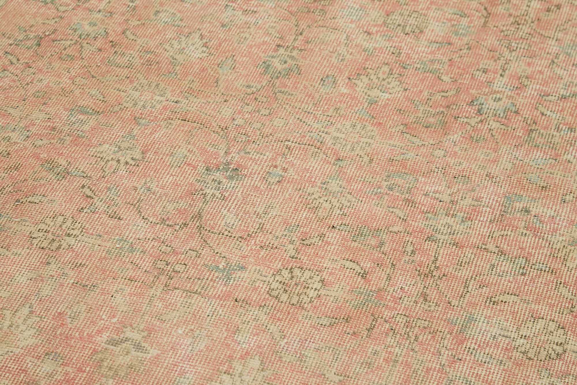 Handmade Area Rug – Beige Vintage Cotton Wool Turkish Hand Knotted Carpet 4'9''x12'1''