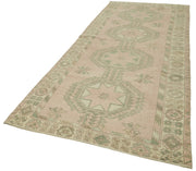 Handmade Vintage Area Rug – Beige Wool Cotton Blend, Soft Texture Carpet 4'9''x12'10''
