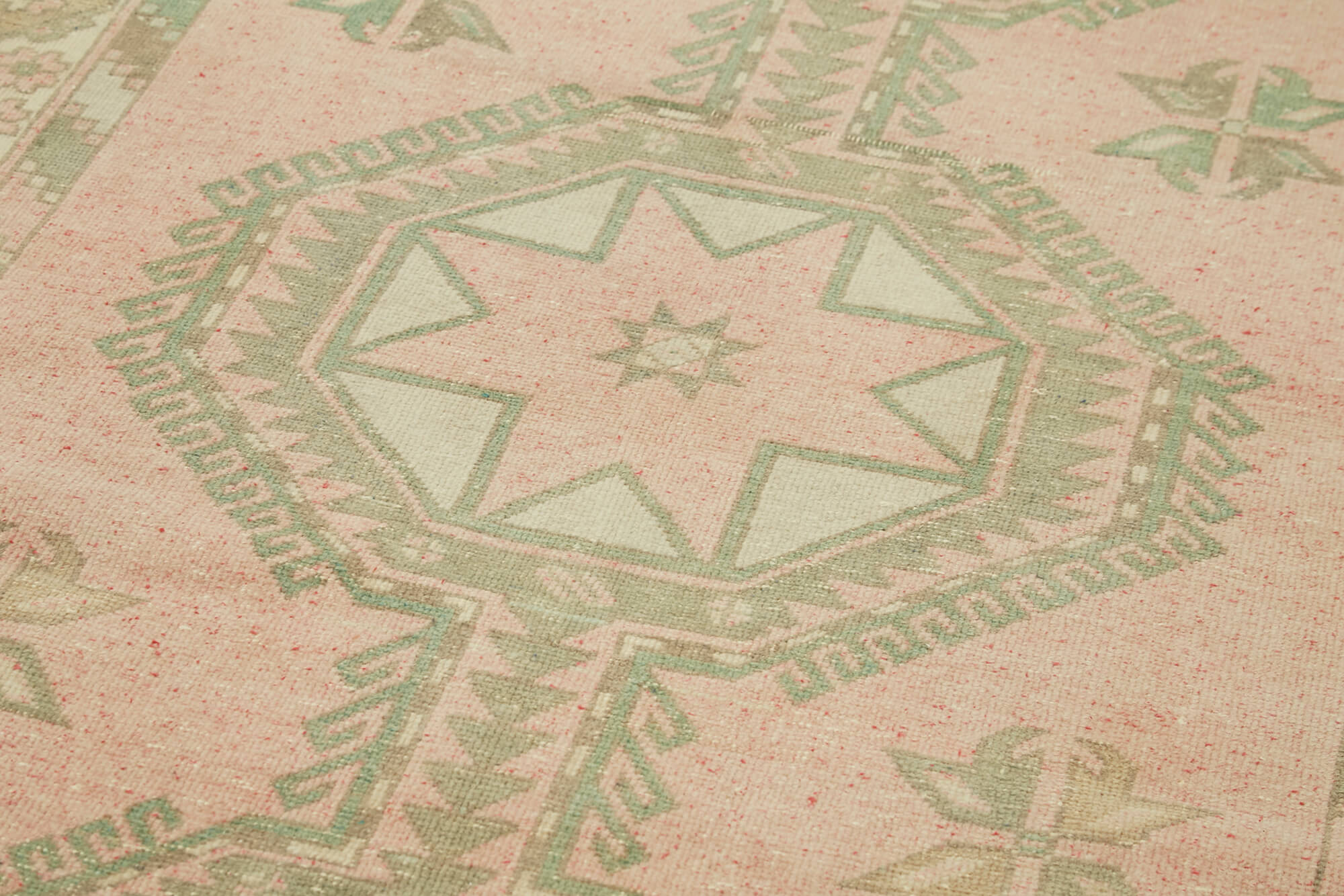 Handmade Vintage Area Rug – Beige Wool Cotton Blend, Soft Texture Carpet 4'9''x12'10''