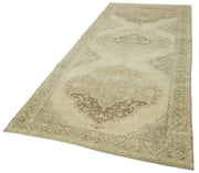 Handmade Vintage Area Rug - Beige Cotton Wool Rug 4'10" x 13'5" Durable Turkish Carpet