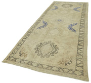 Handmade Vintage Area Rug – Beige Cotton Wool Rug 4'5'' x 13'2'' Durable Soft Floor Carpet