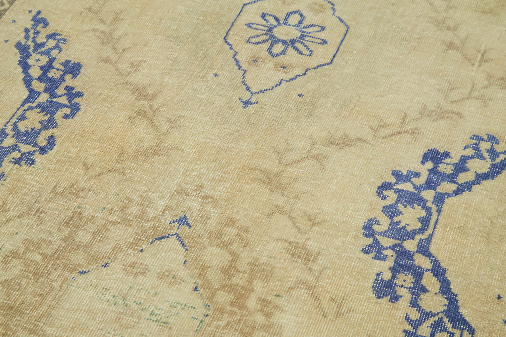 Handmade Vintage Area Rug – Beige Cotton Wool Rug 4'5'' x 13'2'' Durable Soft Floor Carpet
