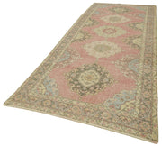 Handmade Vintage Area Rug – Beige Cotton Wool Rug | Turkish Hand Knotted Carpet 4'8''x12'6''