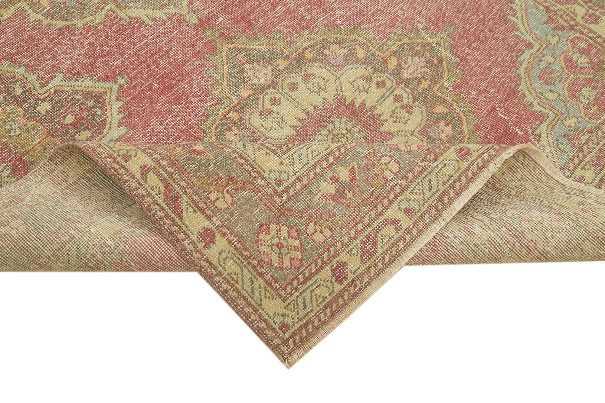 Handmade Vintage Area Rug - Beige Wool Carpet 4'11'' x 13'0'' | Durable Cotton Wool Rug