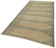 Handmade Vintage Area Rug – Beige Cotton Wool Rug, 4x11 Foot Classic Woven Style