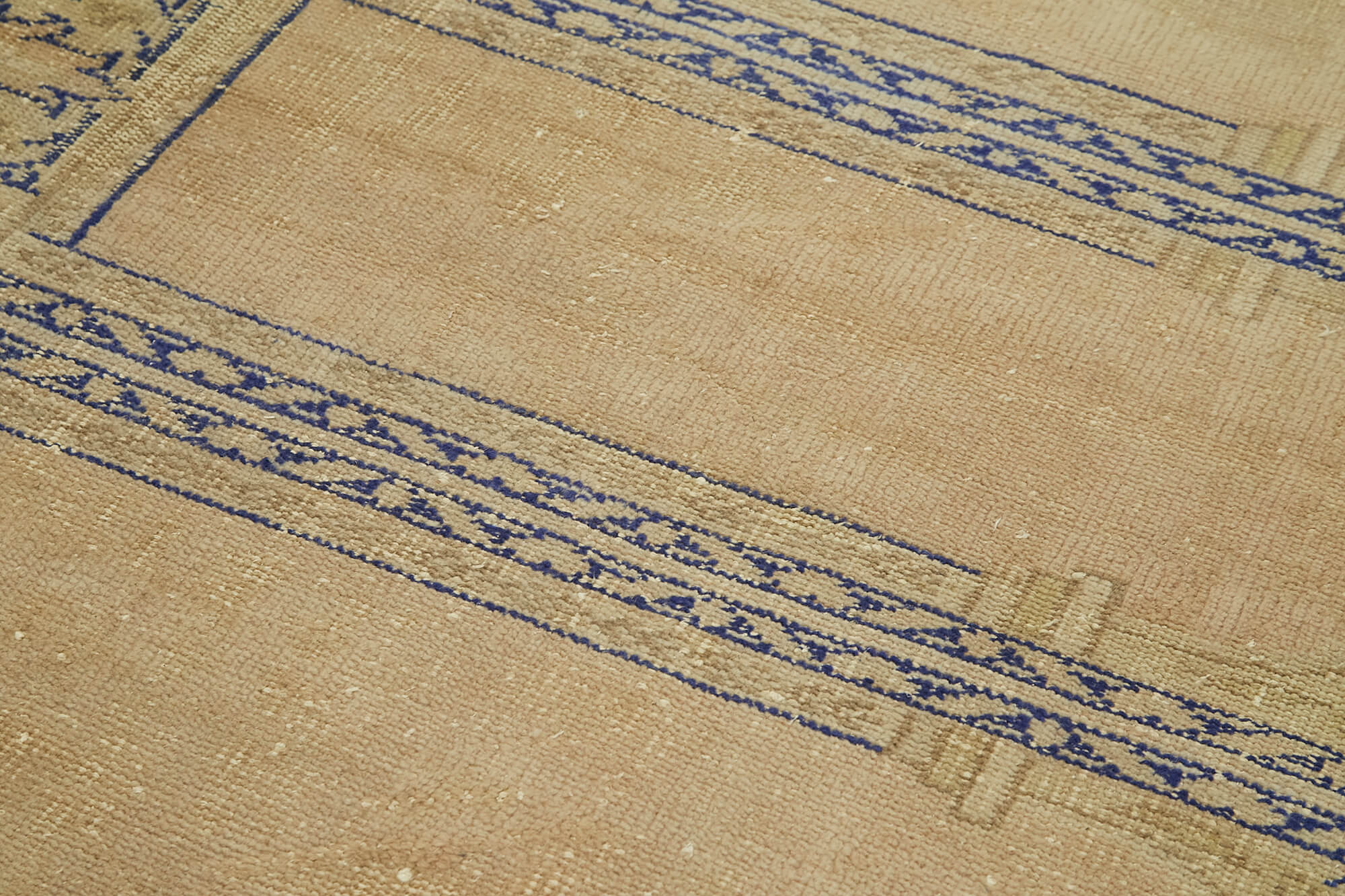 Handmade Vintage Area Rug – Beige Cotton Wool Rug, 4x11 Foot Classic Woven Style