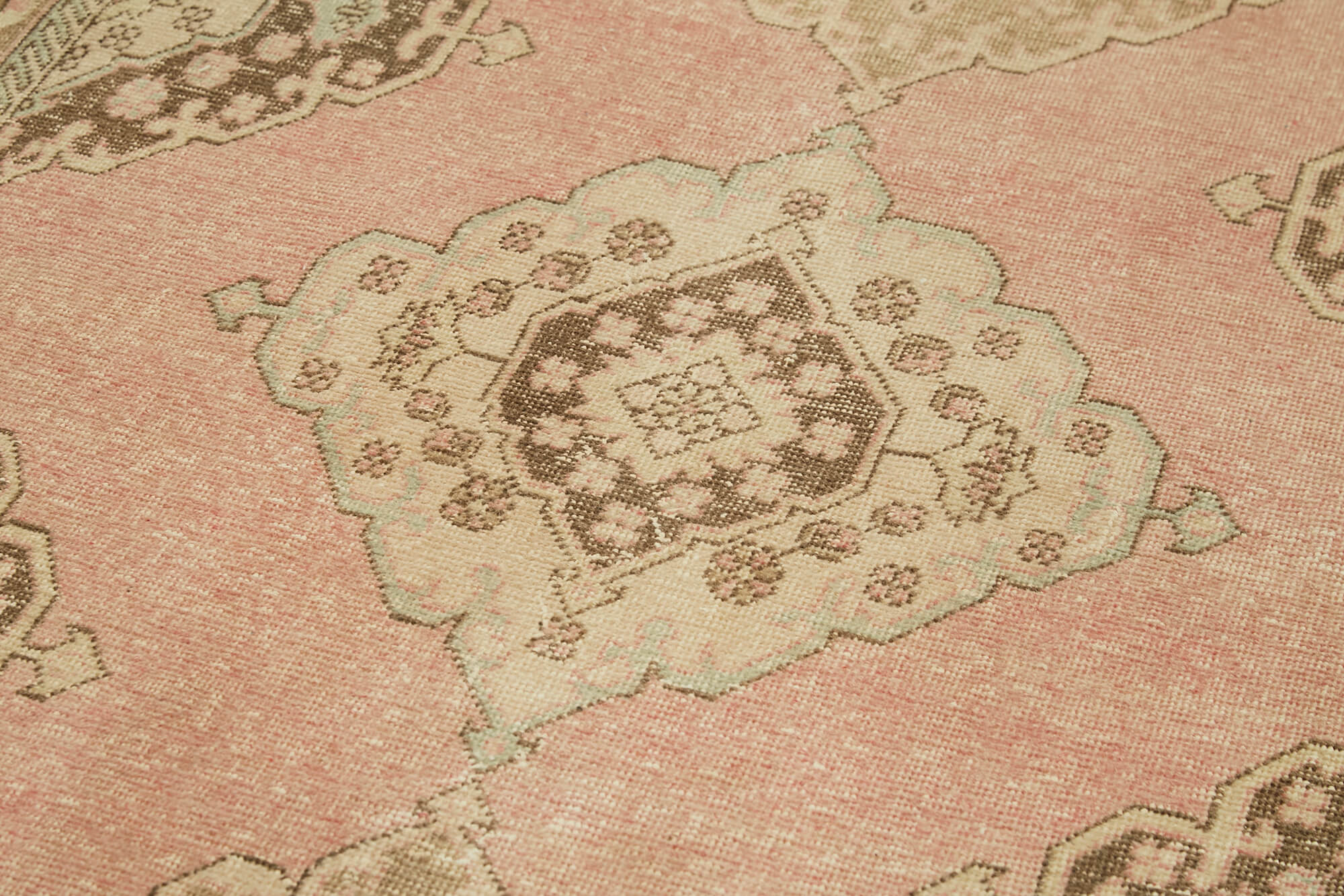 Handmade Vintage Area Rug – Beige Cotton Wool Blend, 4'9'' x 12'10'' Classic Living Room Rug