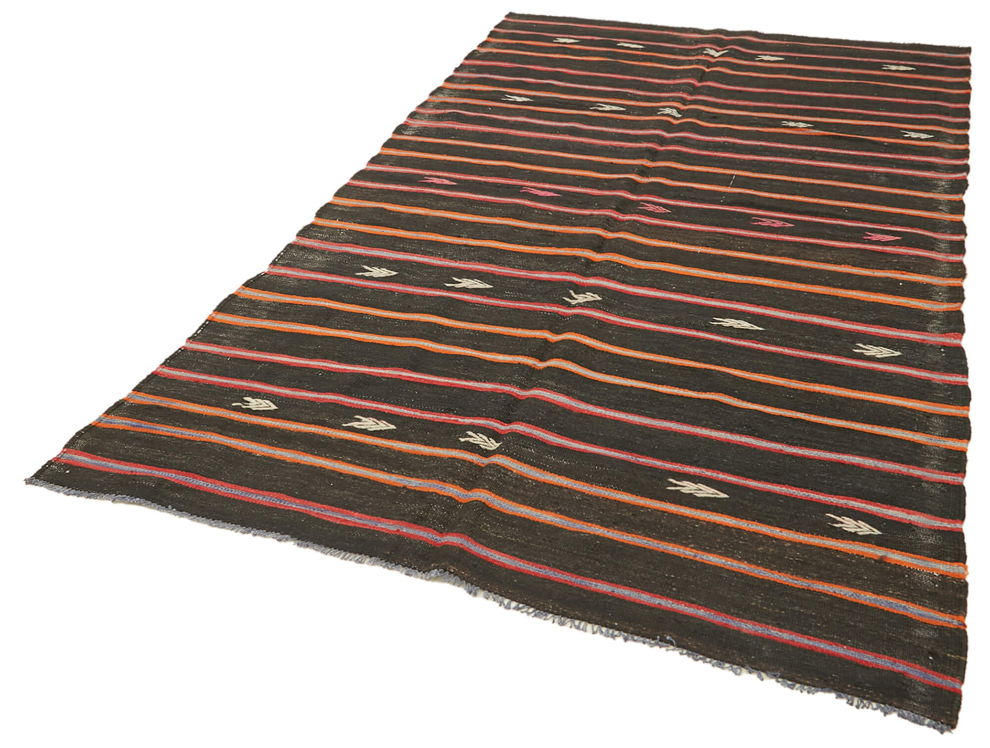 Handmade Kilim Rug - Striped Area Rug 5'5'' x 10'3'' | Goat Hair & Wool Cotton Vintage Turkish