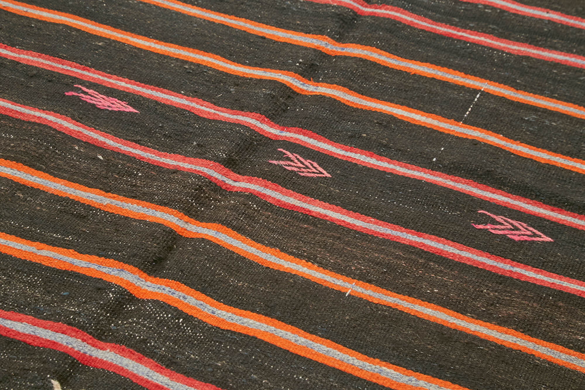 Handmade Kilim Rug - Striped Area Rug 5'5'' x 10'3'' | Goat Hair & Wool Cotton Vintage Turkish
