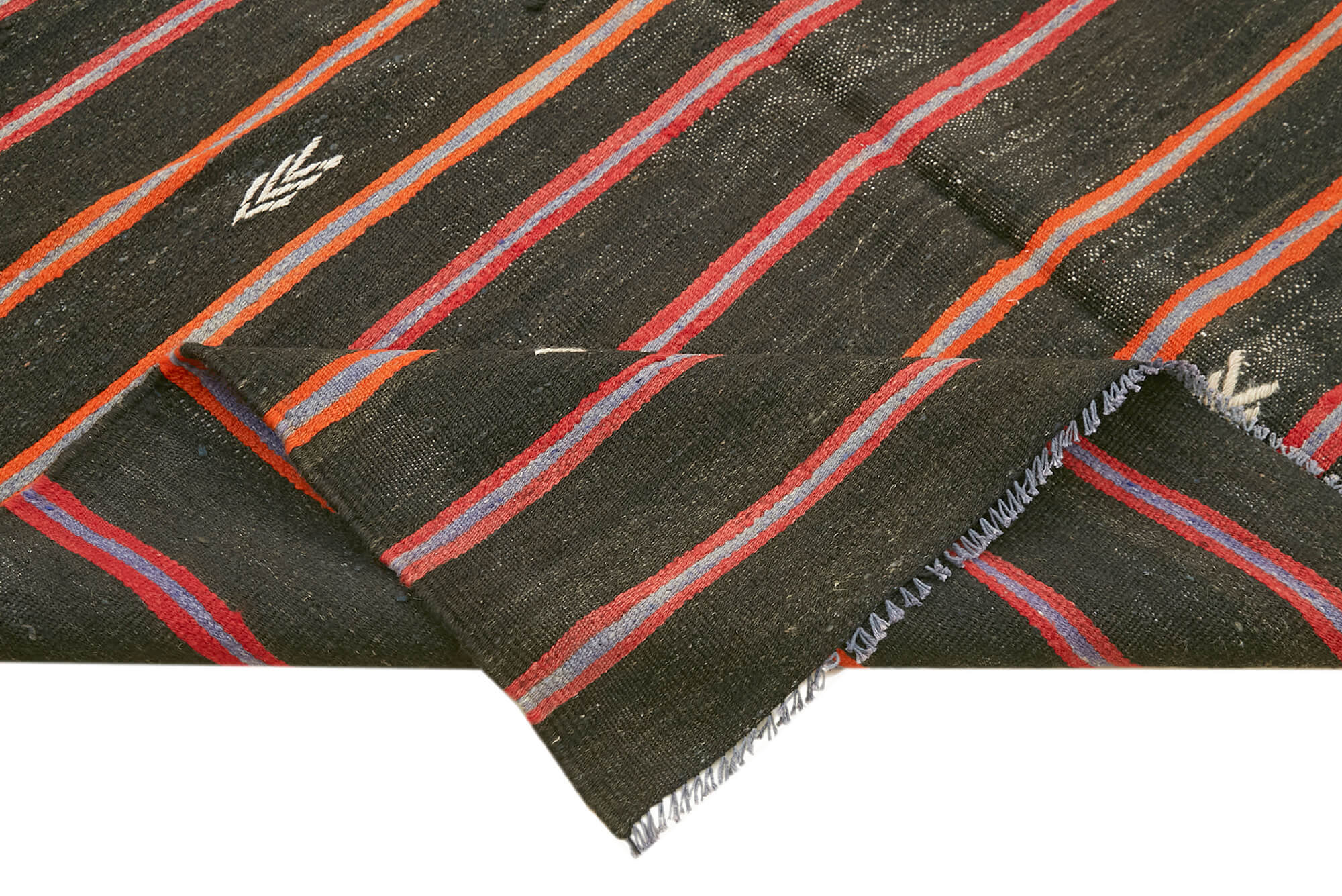 Handmade Kilim Rug - Striped Area Rug 5'5'' x 10'3'' | Goat Hair & Wool Cotton Vintage Turkish