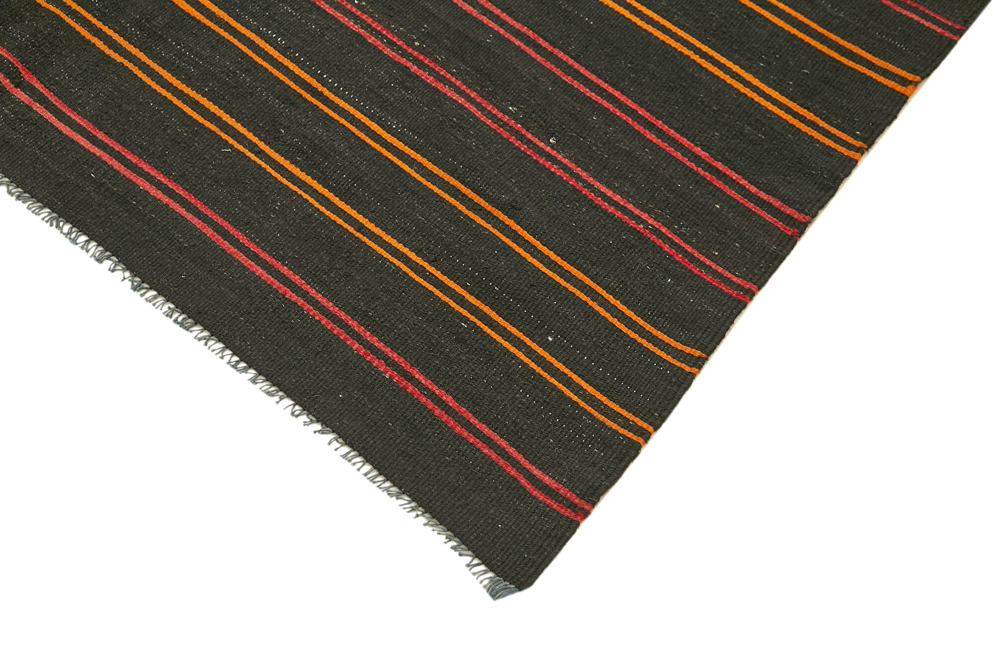 Handmade Kilim Rug | Brown Striped Carpet, Hand Woven Wool Rug with Durable Cotton Backing