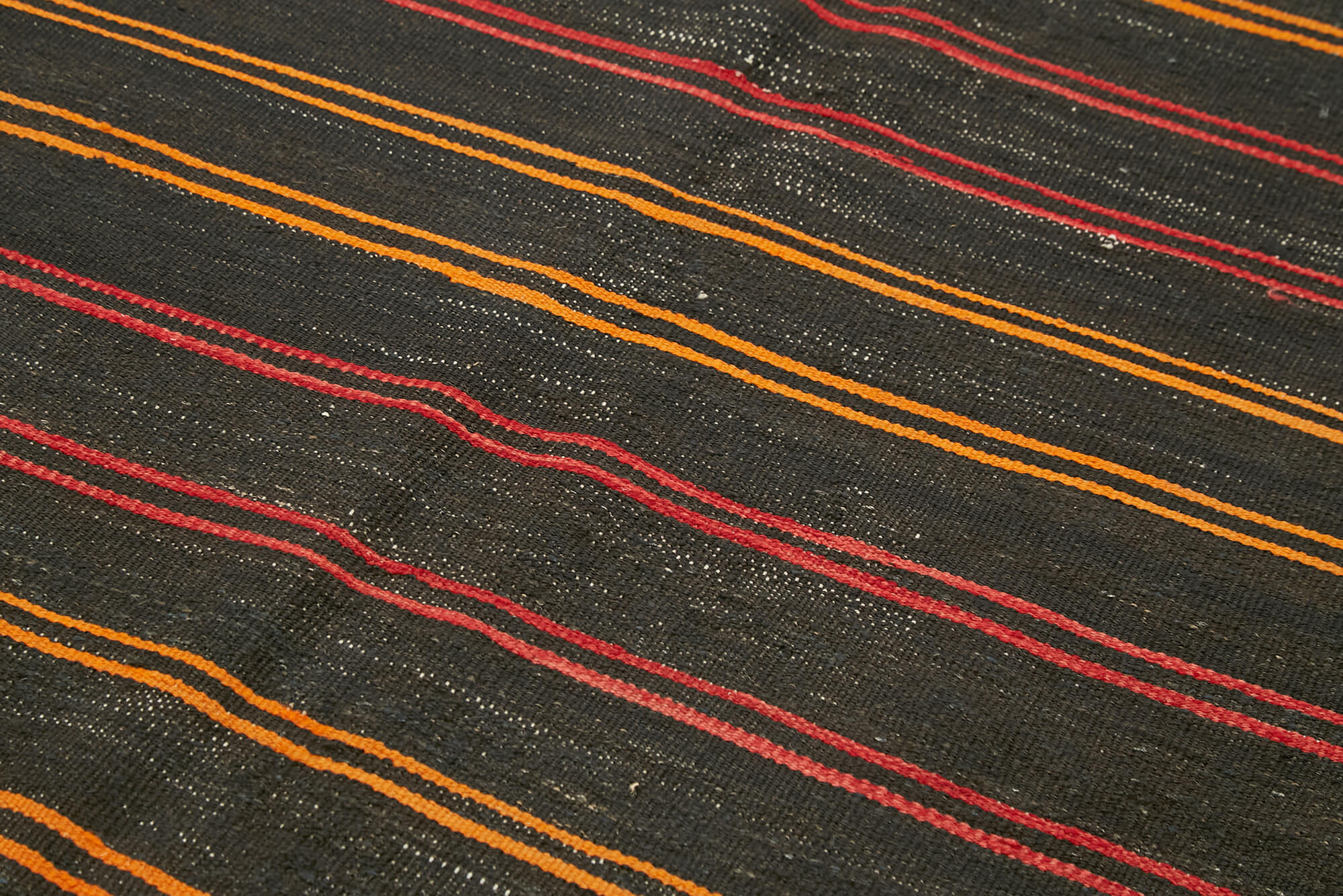 Handmade Kilim Rug | Brown Striped Carpet, Hand Woven Wool Rug with Durable Cotton Backing