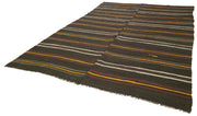 Handmade Striped Kilim Rug | Traditional Hand Knotted Turkish Kilim with Cotton Base Carpet