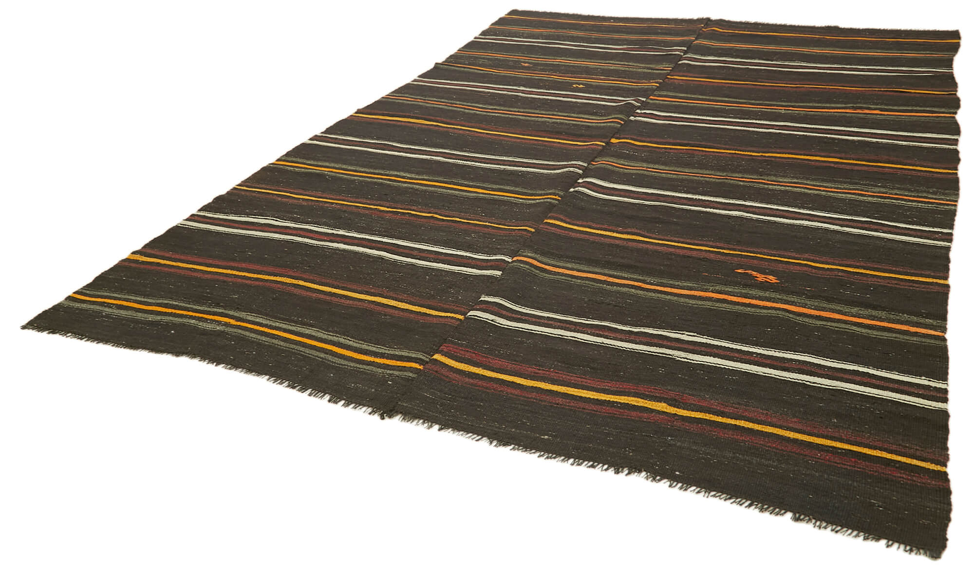 Handmade Striped Kilim Rug | Traditional Hand Knotted Turkish Kilim with Cotton Base Carpet