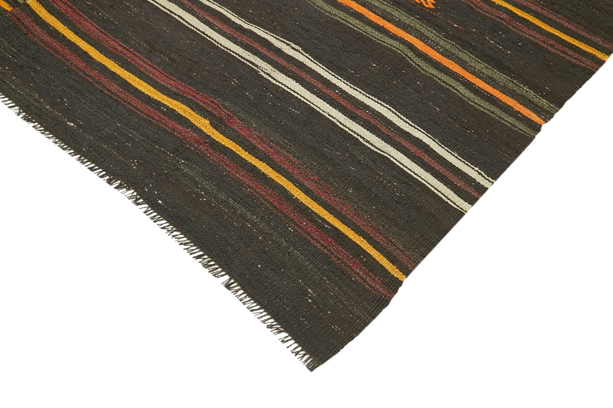 Handmade Striped Kilim Rug | Traditional Hand Knotted Turkish Kilim with Cotton Base Carpet