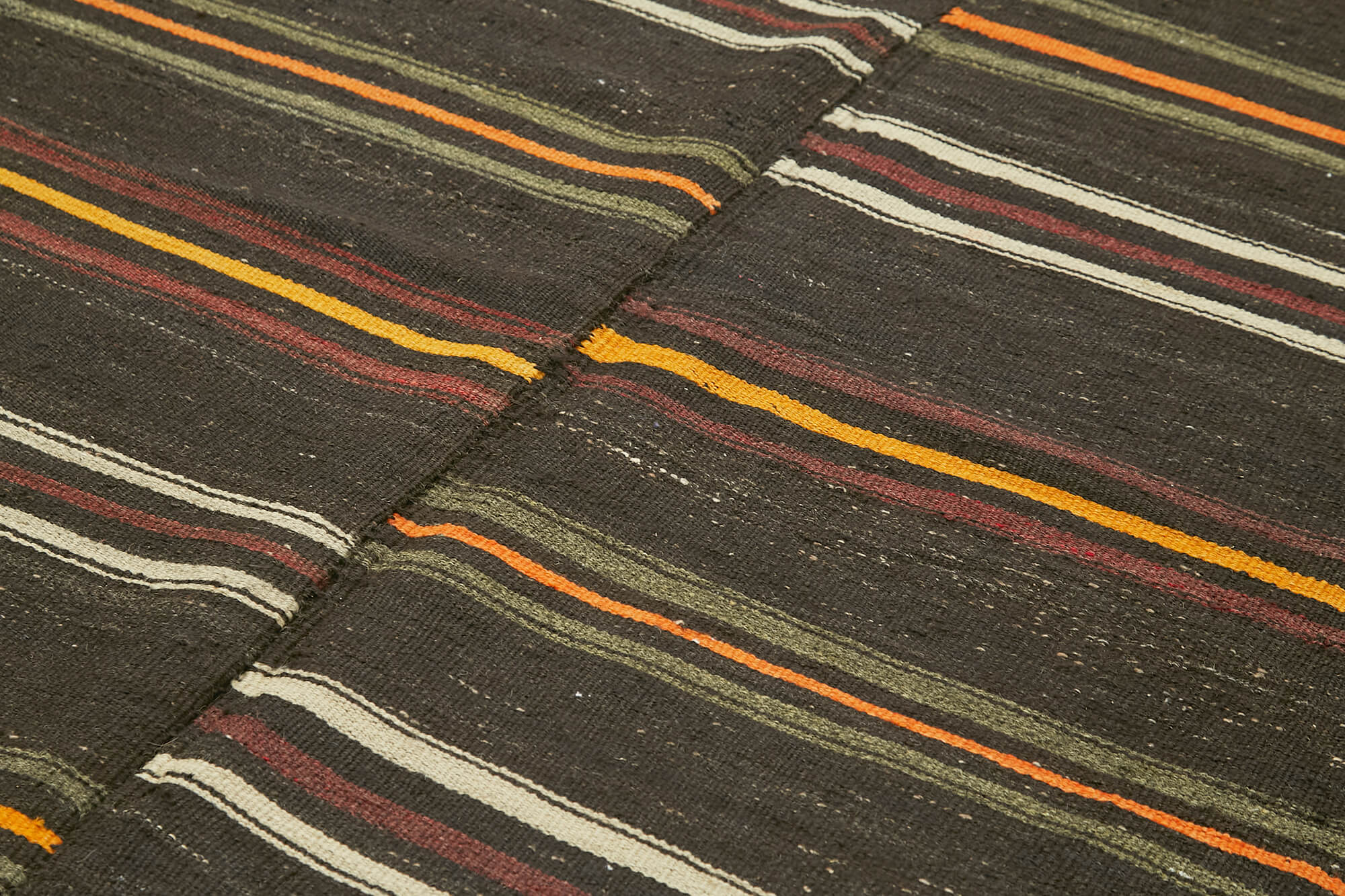 Handmade Striped Kilim Rug | Traditional Hand Knotted Turkish Kilim with Cotton Base Carpet