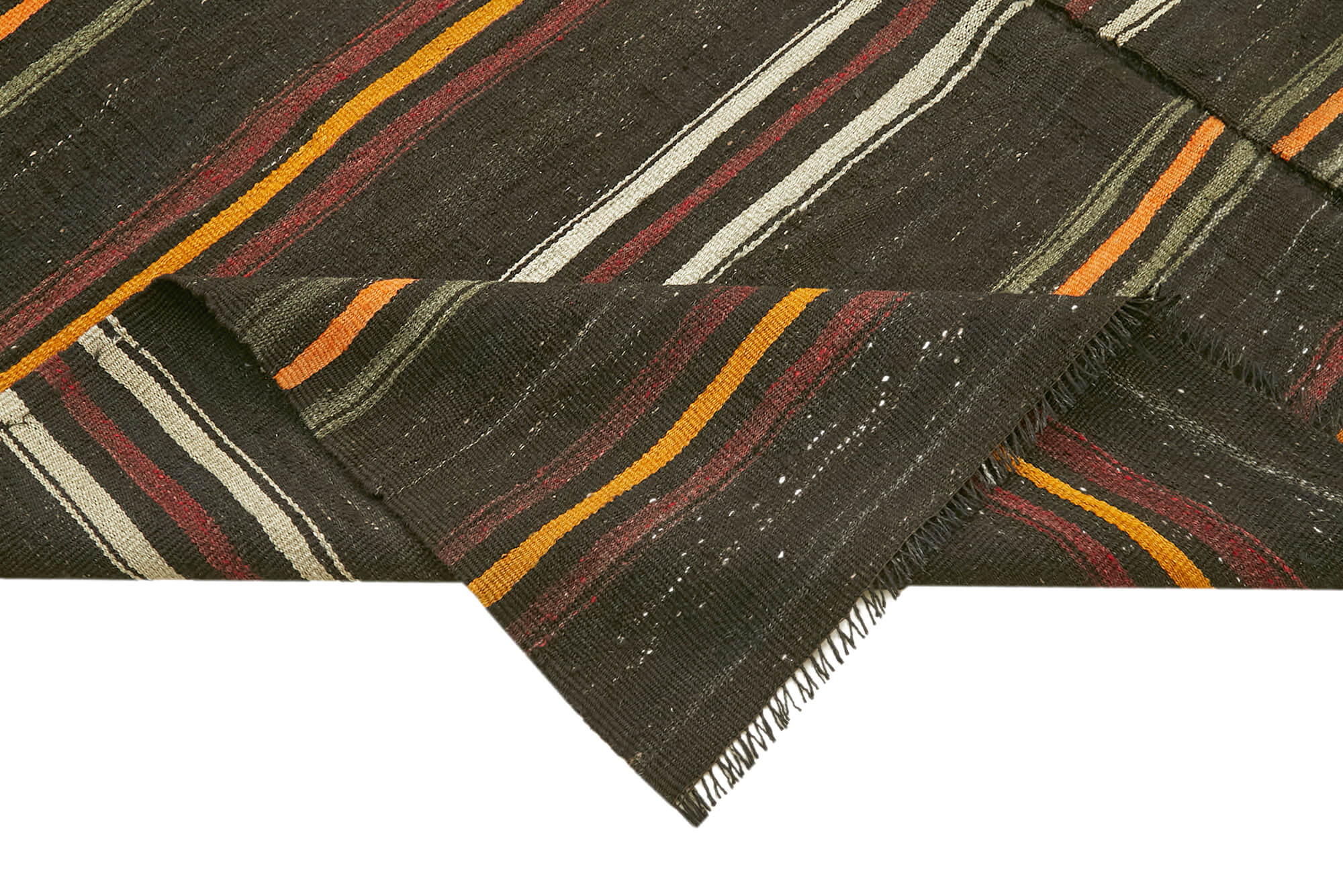 Handmade Striped Kilim Rug | Traditional Hand Knotted Turkish Kilim with Cotton Base Carpet