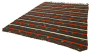 Handmade Striped Kilim Rug – Brown Goat Hair Vintage Area Rug 7'9''x10'6''