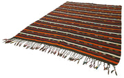 Handmade Striped Kilim Rug - Brown Goat Hair Vintage Area Rug 7'9''x10'4''