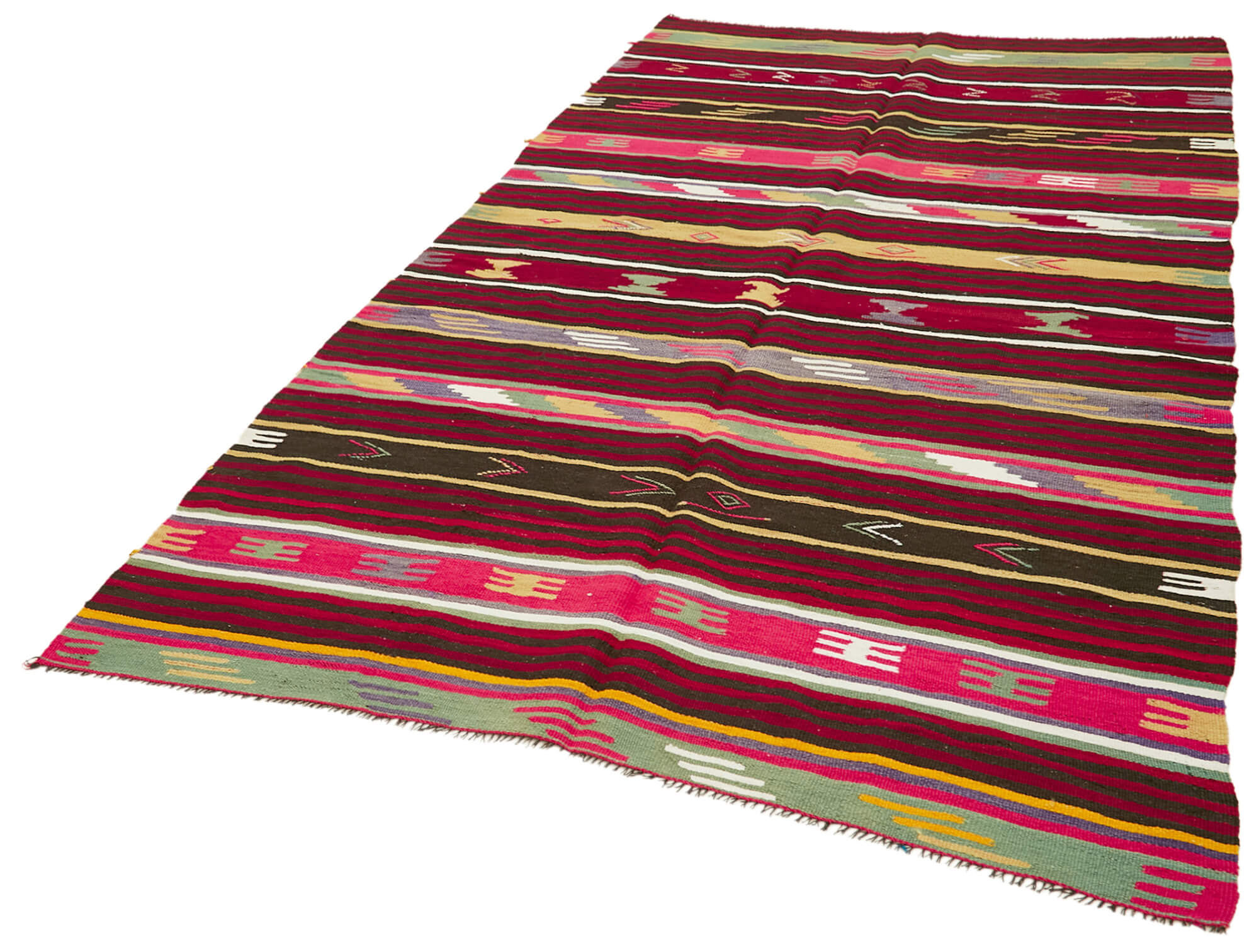 Handmade Kilim Rug Featuring Goat Hair Carpet & Woven Cotton Base | Vintage Turkish Rug 5x9