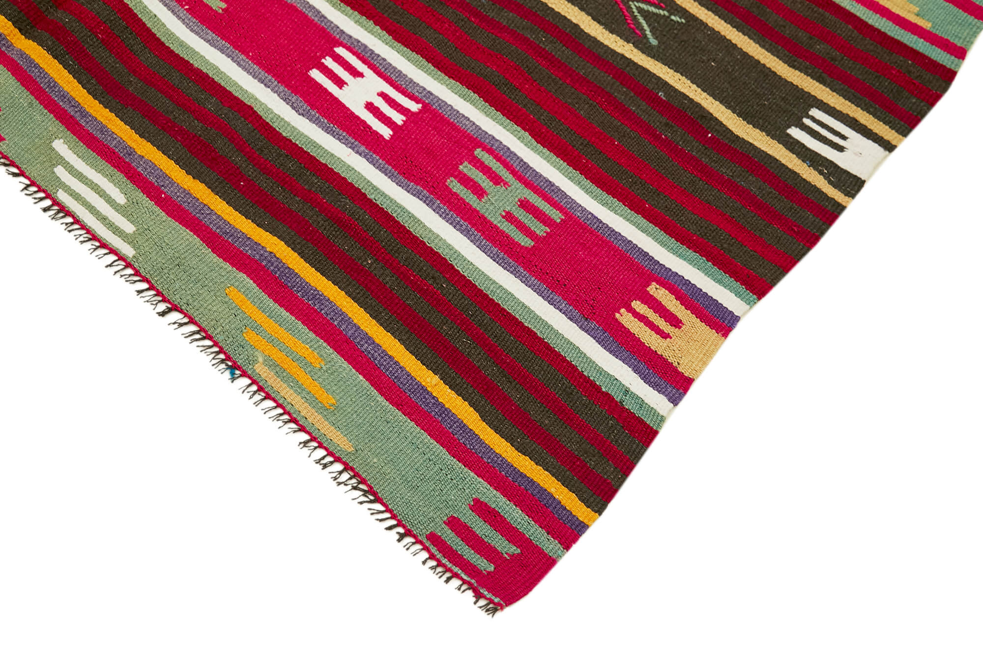 Handmade Kilim Rug Featuring Goat Hair Carpet & Woven Cotton Base | Vintage Turkish Rug 5x9