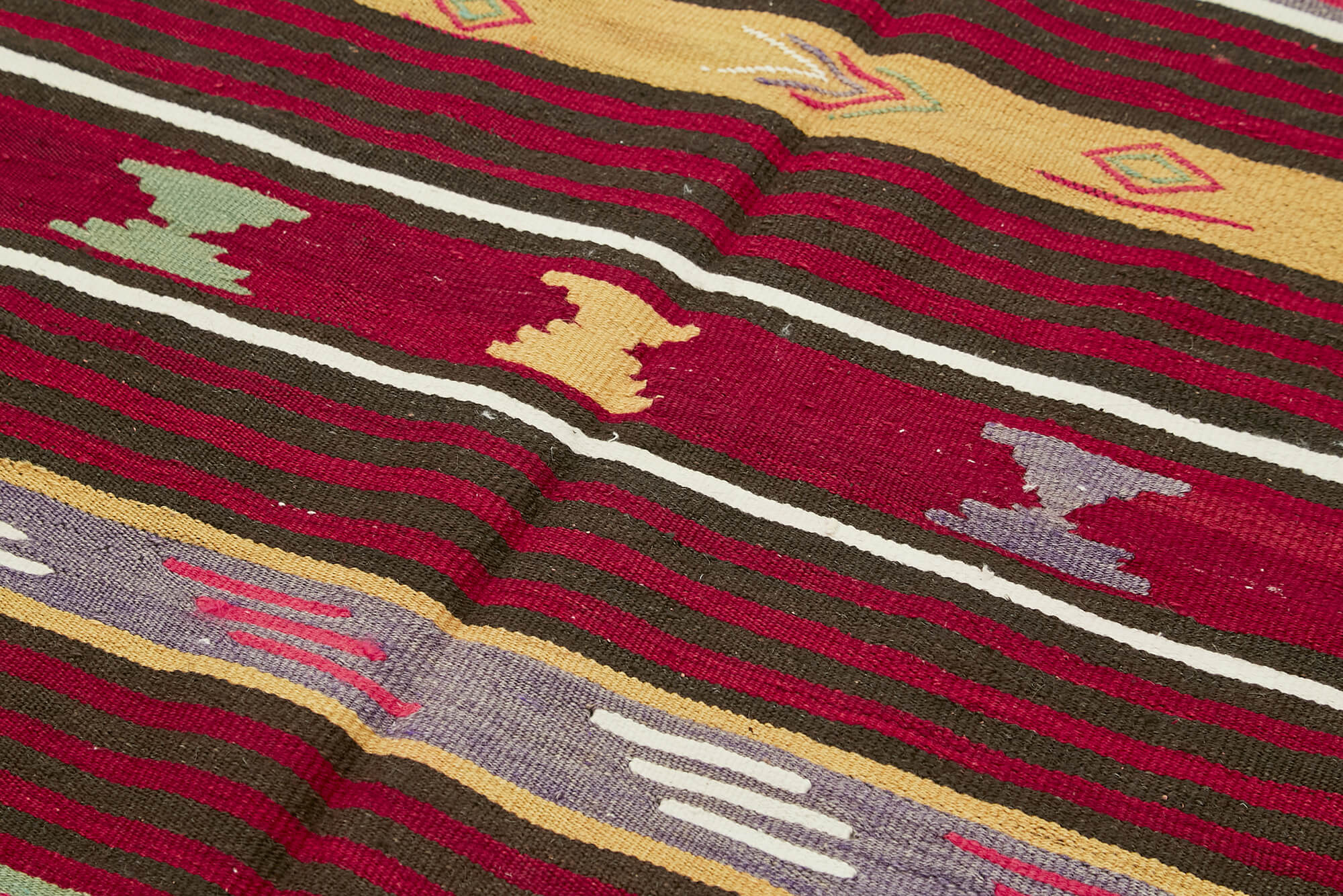 Handmade Kilim Rug Featuring Goat Hair Carpet & Woven Cotton Base | Vintage Turkish Rug 5x9