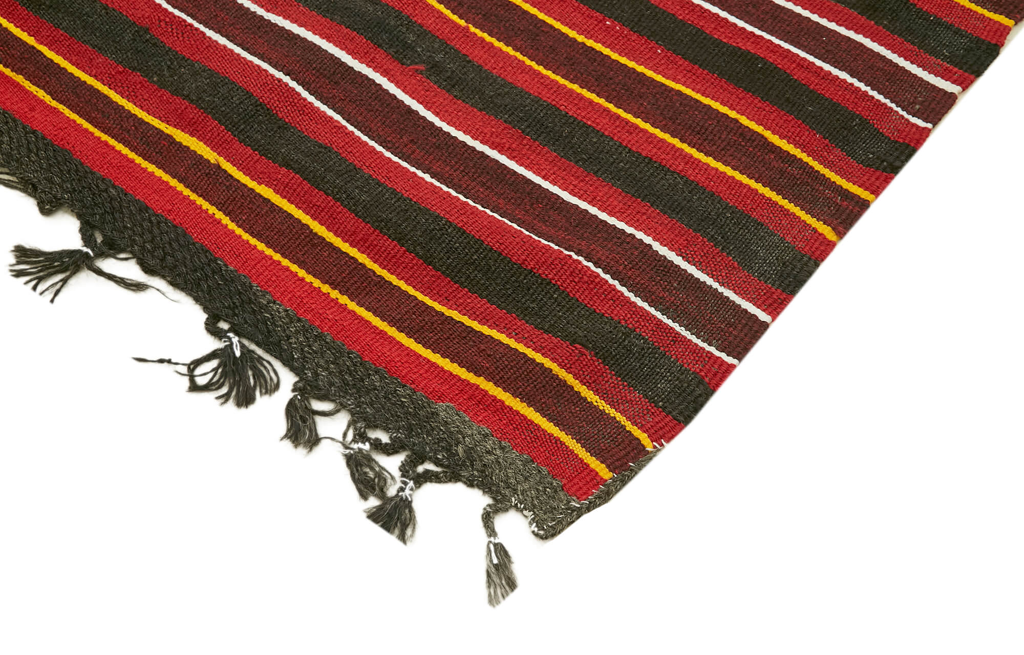 Handmade Kilim Rug - Striped Area Rug With Goat Hair & Durable Cotton Base 6'1" x 10'5"