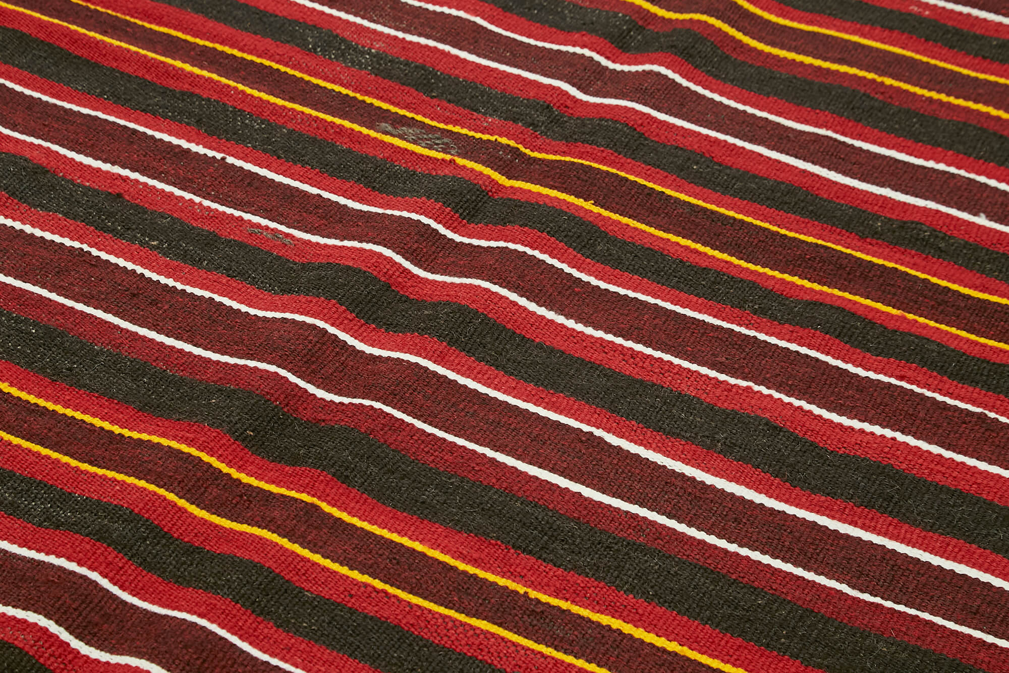 Handmade Kilim Rug - Striped Area Rug With Goat Hair & Durable Cotton Base 6'1" x 10'5"