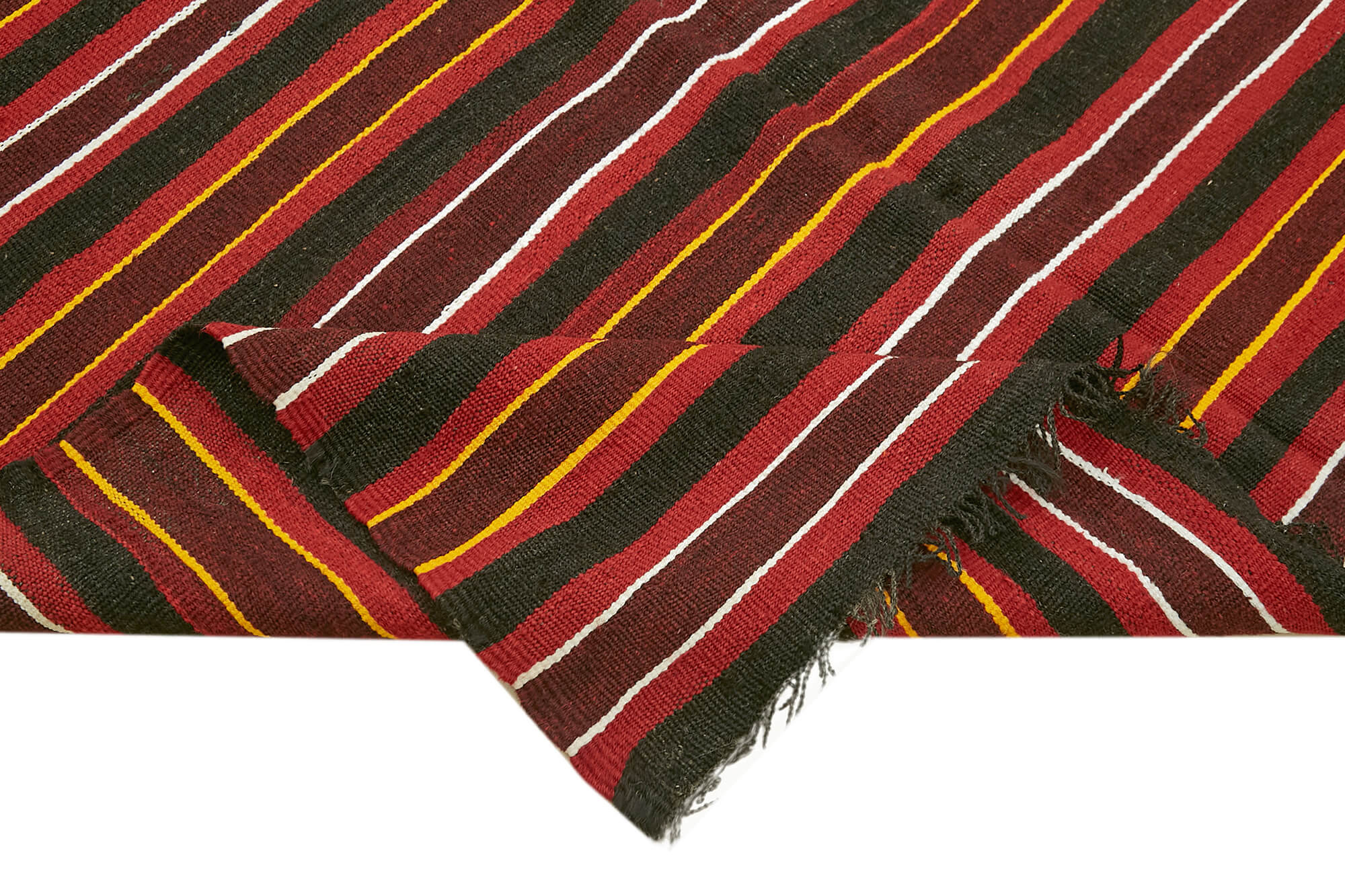 Handmade Kilim Rug - Striped Area Rug With Goat Hair & Durable Cotton Base 6'1" x 10'5"