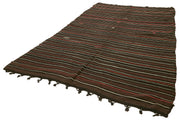 Handmade Kilim Rug – Brown Striped Goat Hair Carpet 6'11'' x 11'2'' by Agacan